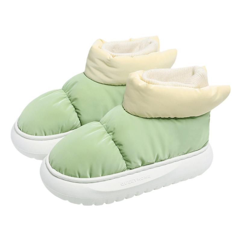 Waterproof cotton slippers women's autumn and winter outer wear fleece thermal bag and thick-soled snow boots down cotton shoes women's winter