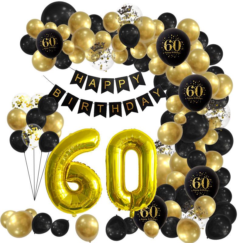 32 Inch Black Gold Birthday Balloon Wreath Set 18th 30th Birthday Party Balloon Chain Supplies