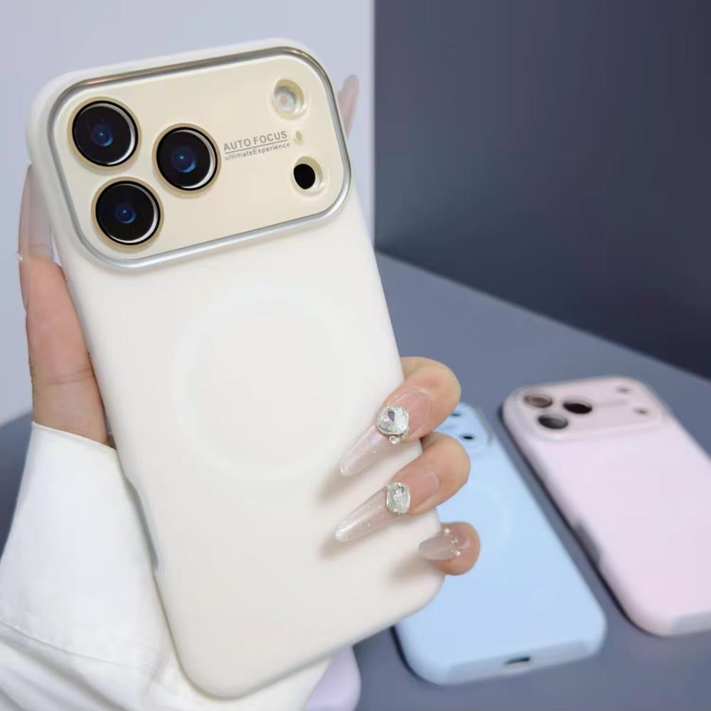 Luxury For Magsafe Jelly Large Window Silicone Case for iPhone 17 16 15 14 Pro Max Magnetic Wireless Charging Shock Matte Cover