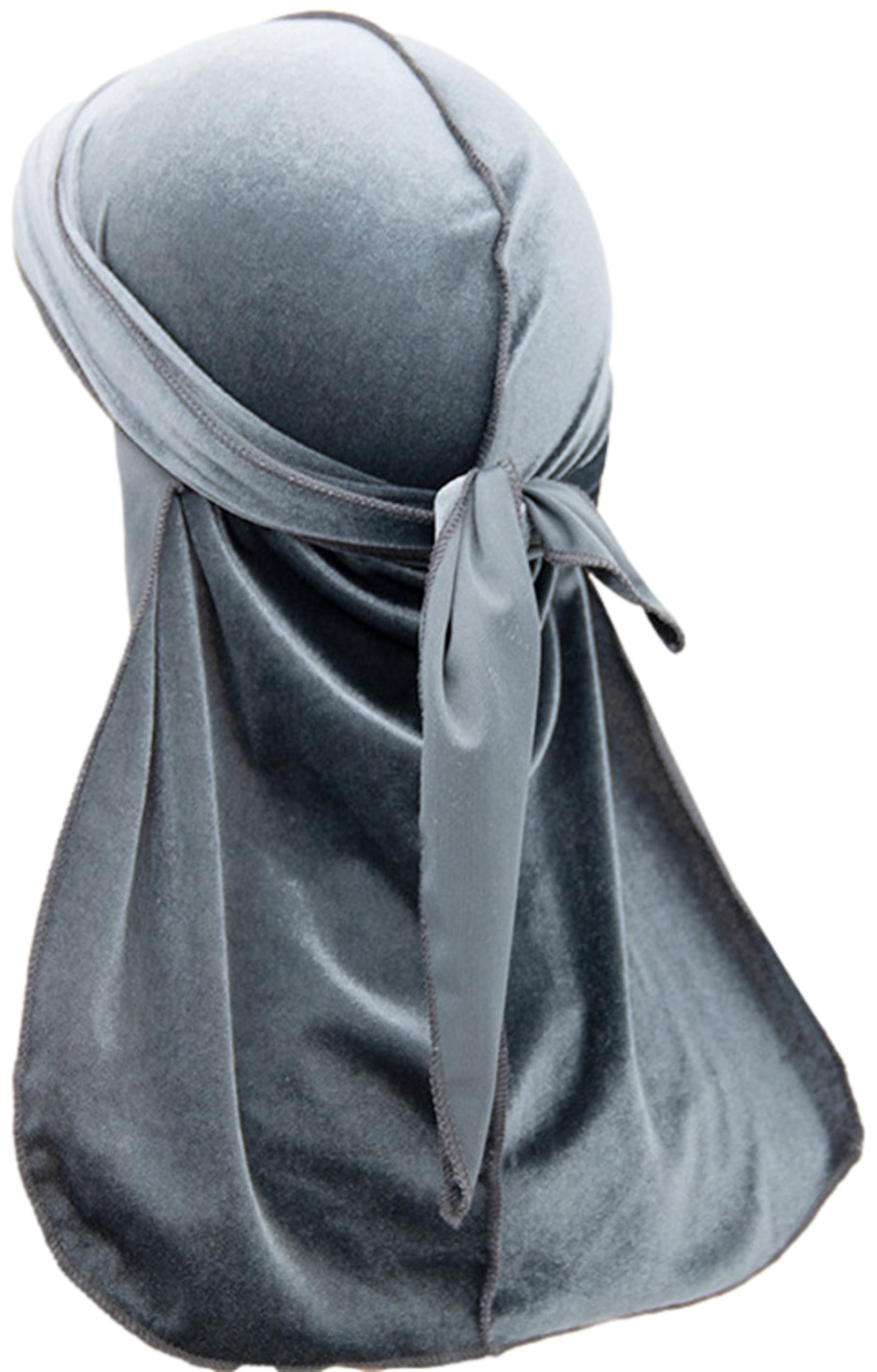 

Miracroute Velvet Durag Hip Hop Dance DU-RAG Black White gray серый