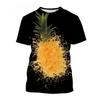 T-Shirt per Ragazzi Casual Cartone Animato Frutta Ananas Stampa Tridimensionale T-Shirt Abbigliamento da Esterno per Bambini Vestiti per Bambini