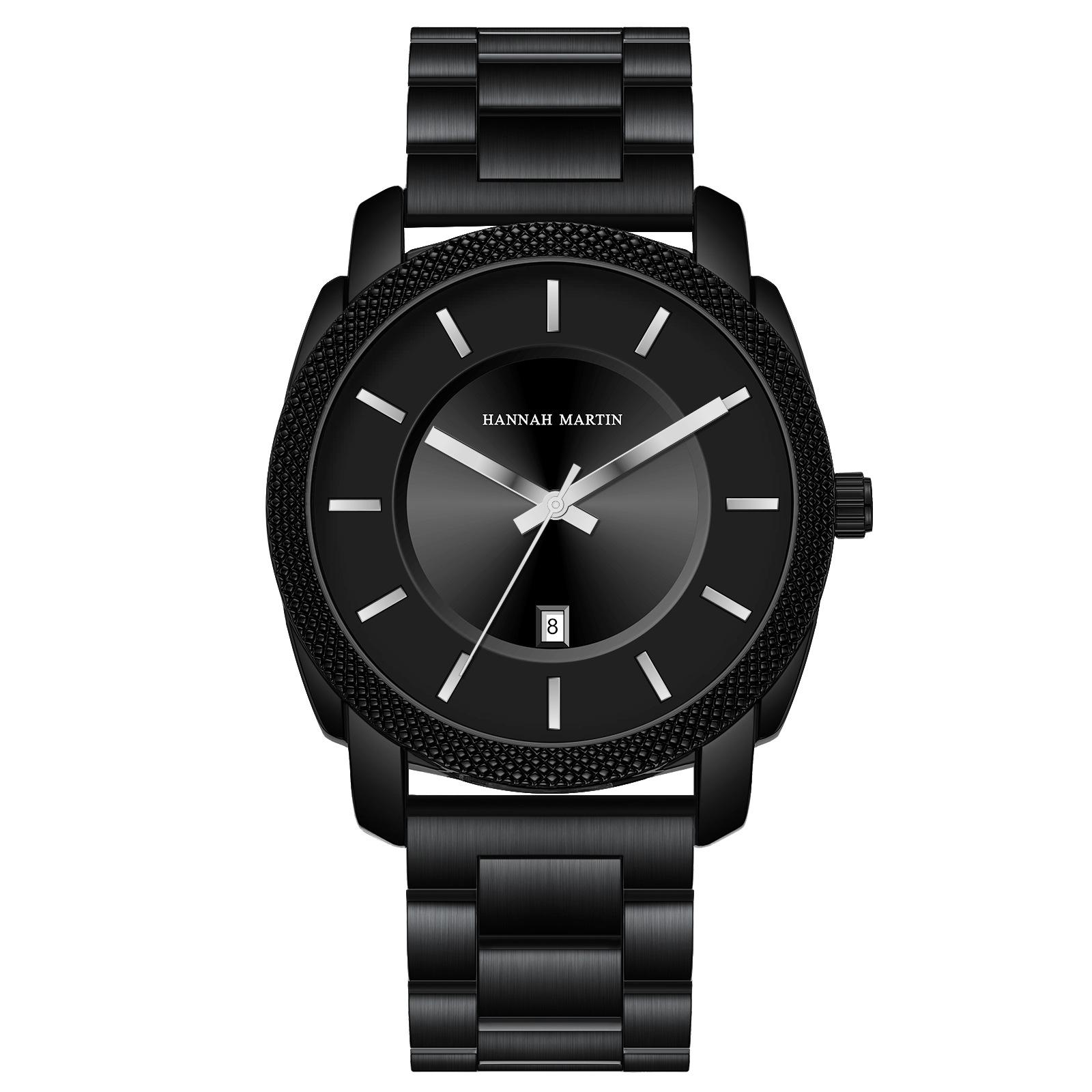 

Черные часы Samurai с японским механизмом, мужские деловые, прочные, с браслетом из нержавеющей стали, водонепроницаемые, кварцевые часы