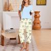 Damen Freizeit-Loungewear-Set mit bedrucktem kurzärmeligem Rundhals-T-Shirt und lockerer Hose