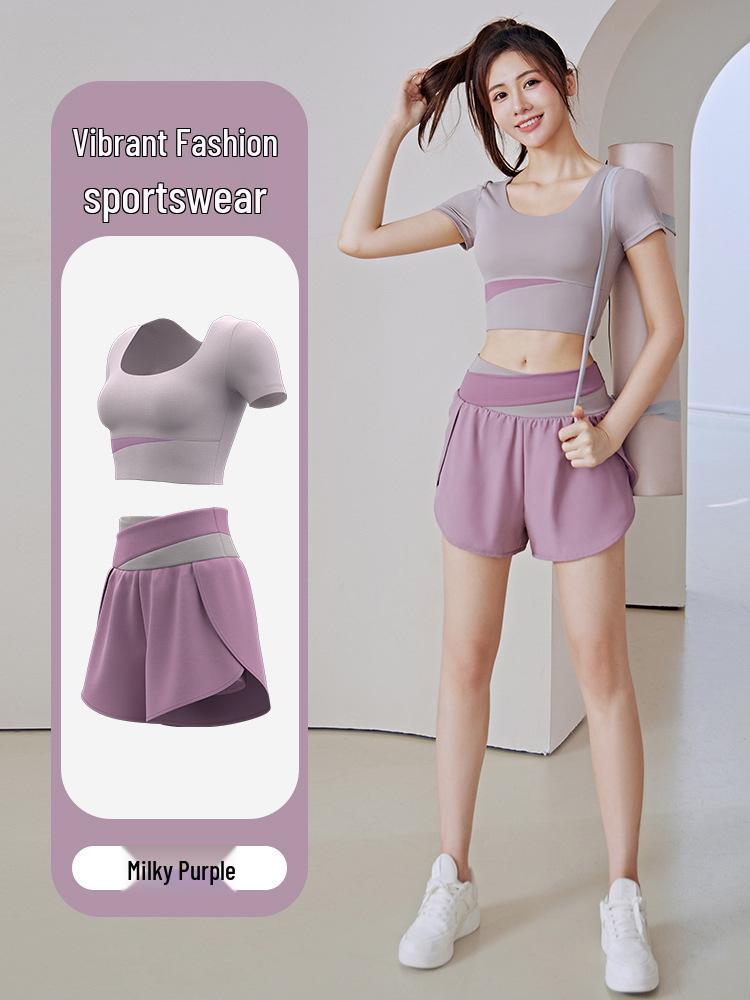 

Высококачественный летний нюдовый комплект для йоги из двух частей для фитнеса для женщин Medium