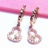 Purple Gold Color Gold Inlaid Zircon Gourd Earrings Exquisite Light Luxury High-End Design Rose Gold-Plated Earrings