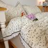 Korean French Style Hollow Lace Puff Cotton Bedding Set, Girly Duvet Cover - Available As 4-Piece or 3-Piece Set
