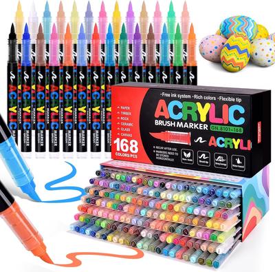 12/24/36/48/60/72 Colors Acrylic Markers Brush Pens for Fabric Rock Painting Pen Stone Ceramic Wood DIY Card Making Art Supplies