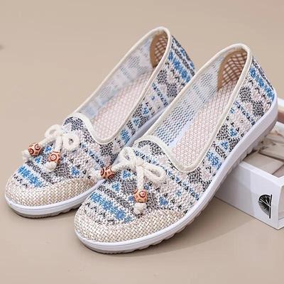 Scarpe estive in rete per le mamme, scarpe in tessuto a rete traspirante per le donne e sandali ricamati con suola morbida per le donne