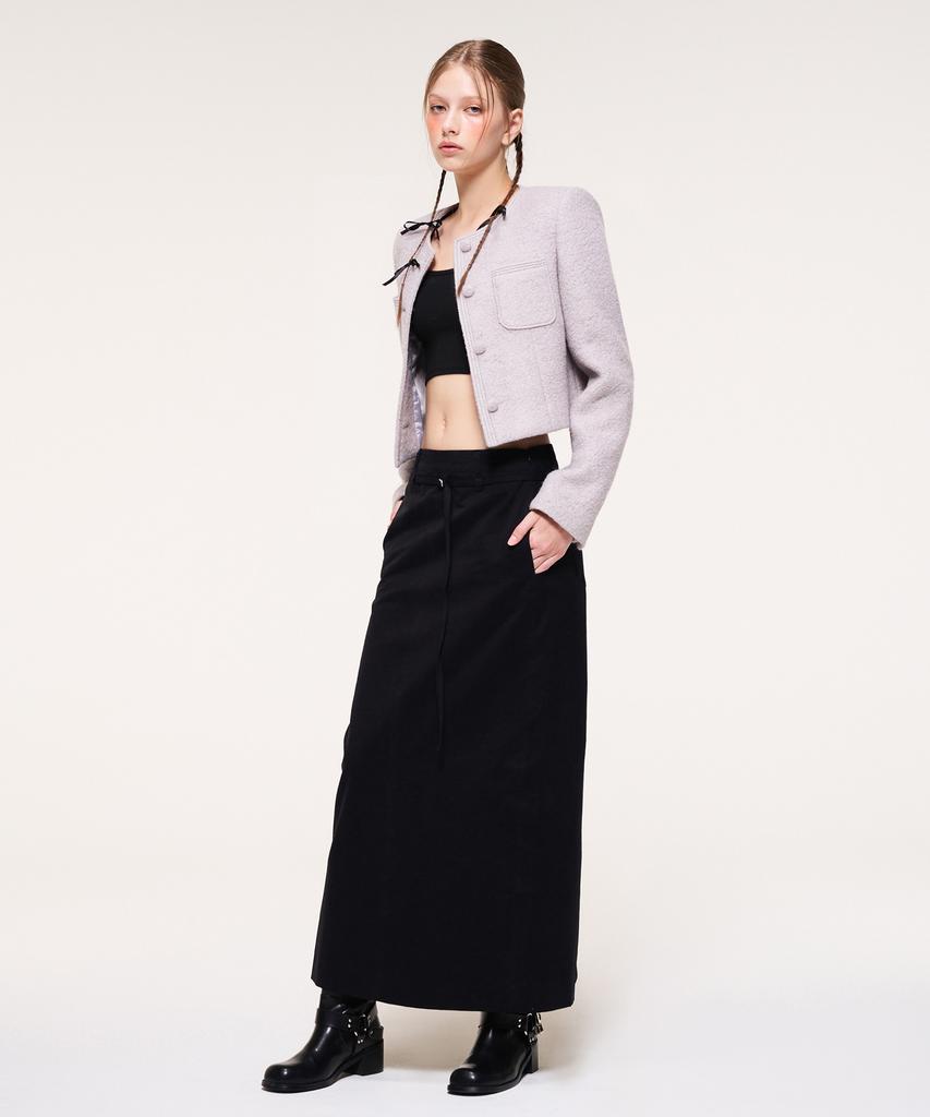 ETMON Belt Long Skirt, Black