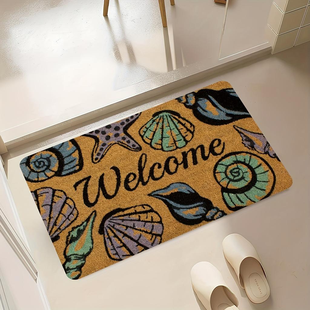 Coastal Welcome Non-Slip Floor Mat Washable Decorative Area Rug for Outdoor Entrance Door Home Decor