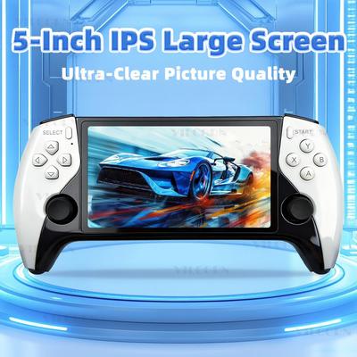 Neue Retro-Handheld-Spielkonsole mit 5-Zoll-IPS-Bildschirm, Taschengamer, FHD-Videospielmaschine, unterstützt zwei Spieler für PS1/MAME Klassiker
