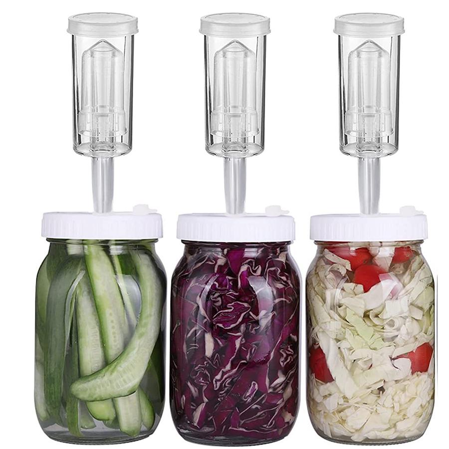 Fermentation Lids Plastic Fermenting Lid with Airlock Fermentation Lids for Wide Mouth Mason Jars (Jars Not Included)