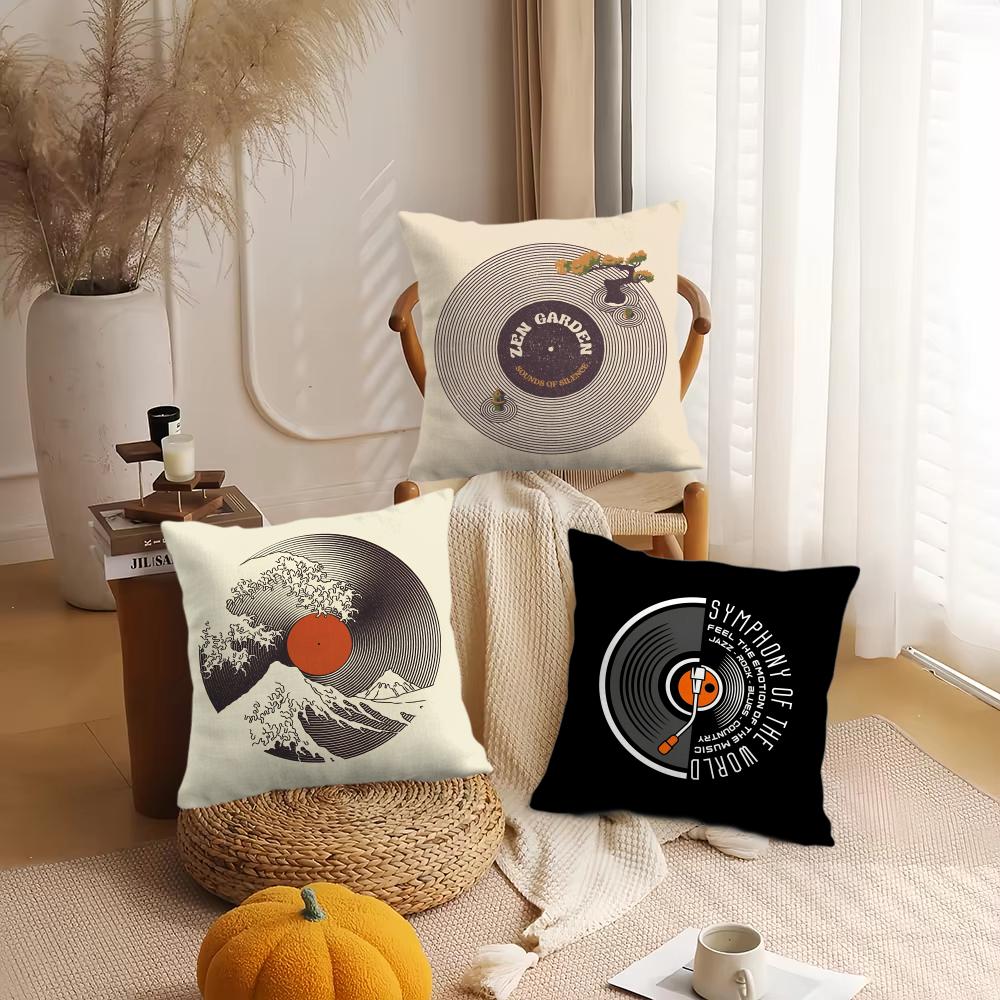 Music CD Cushion Cover Soft Plush Throw Pillow Cover DoubleSided Decorative Cushion Case Sofa Bedroom Home Decor