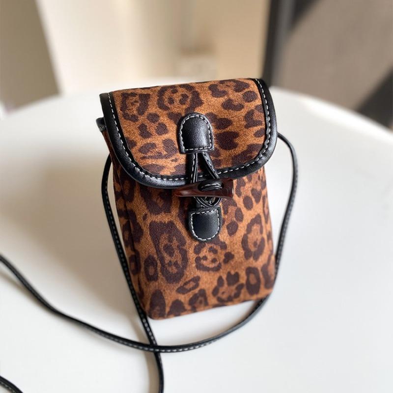 

Leopard print mini small bag women s bag new trendy versatile niche messenger bag fashionable mobile phone bag чёрный