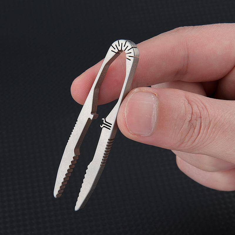 2025 NEW TC4 Titanium Steel Tweezers Multifunction With Corkscrew CNC Machining Clips Keychain Pendant Tool Outdoor EDC Gadget