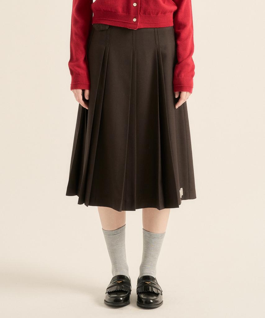 Seteo (W) Wool Pleated Skirt Brown