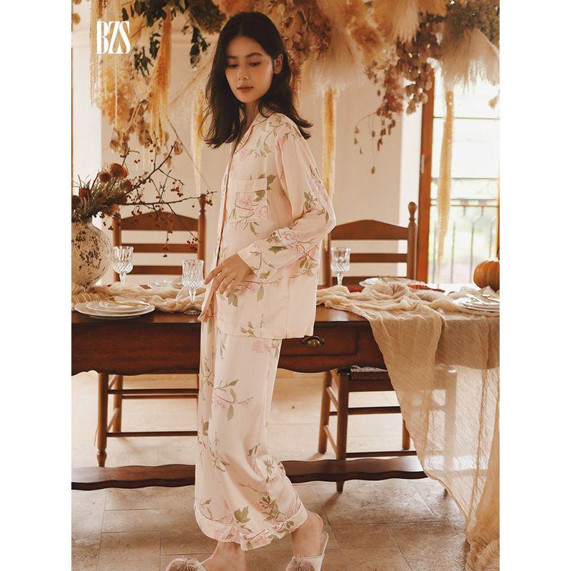 2024 Summer Satin Pants Sweet Pajamas Loose Cardigan Cotton Silk Thin Rayon Cotton Short Sleeve Home Wear for Women