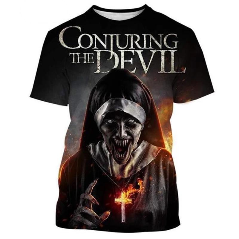 Magliette Grafiche Film Horror The Nun Stampa 3D Uomo/Donna Manica Corta Girocollo T-shirt Oversize Streetwear Harajuku Magliette Y2k Top
