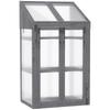 Mini Greenhouse, Small Hothouse with Wooden Frame, Window and Double Door, 3 Shelves, 70L X 50W X 120H Cm, Grey