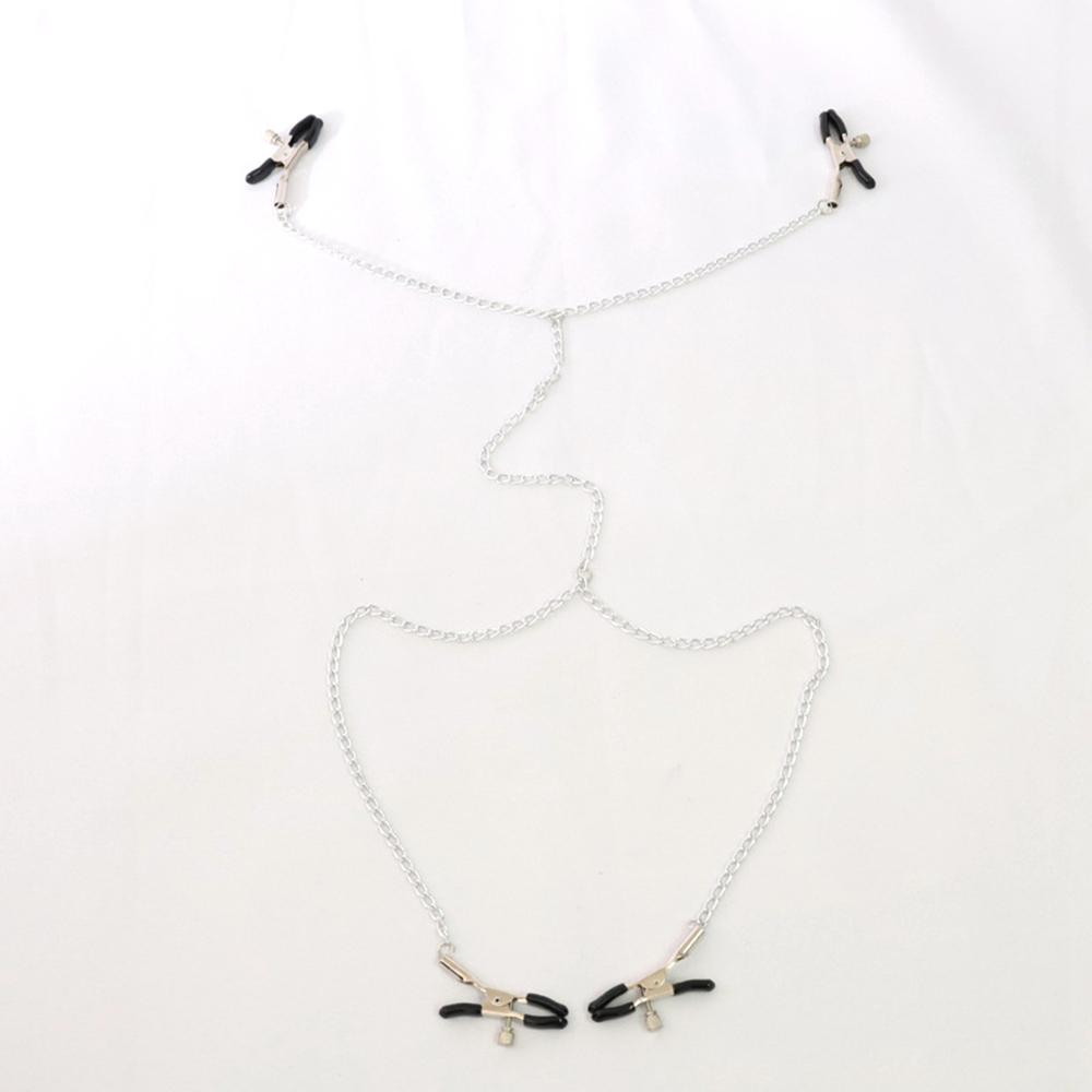 Stainless Steel Metal Chain Nipple Milk Clips Breast Clip Sex Slaves Fetish Nipple Clamps Sex Toys Butterfly Style For