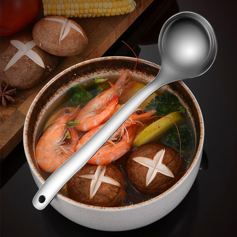 New Long Handle Colander Soup Ladle Spoon Stainless Steel Tableware Fine Holes Skimmer Japanese Tablespoons Home Kitchen Gadgets