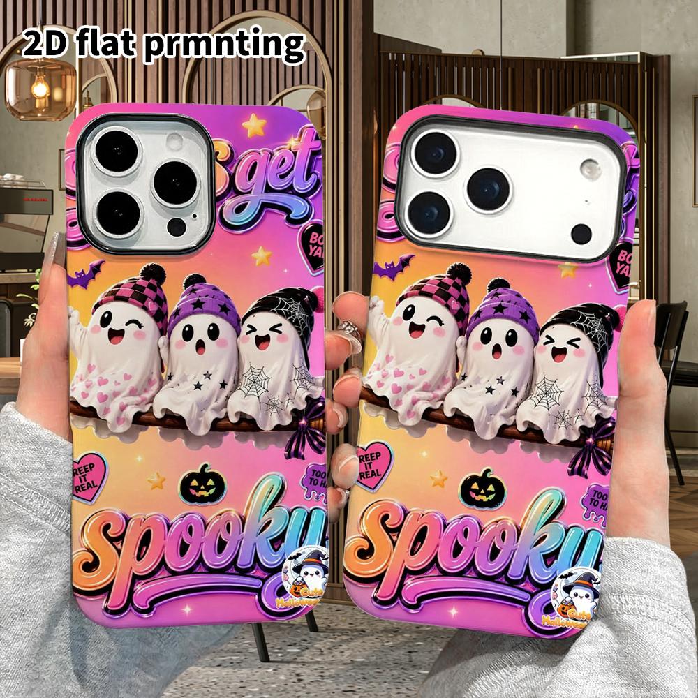 Phone Case: 2D flat design suitable for iPhone 18, 17, 16, 15, 14, 13 Pro film protective case, couple style, cute and cool Halloween, Christmas and H