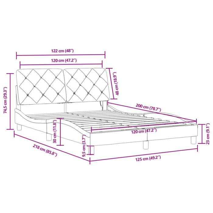 VidaXL Cadre de Lit avec Lumières LED, Lit Rembourré, Sommier à Lattes, Lit Double, Lit Adulte de Chambre à Coucher 3213848