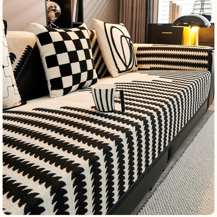 Soffkudde Modern Enkel Linjer Randigt Sofföverdrag Tyg Ett Stycke Heltäckande Internetkändis Sofföverdrag Tillverkare