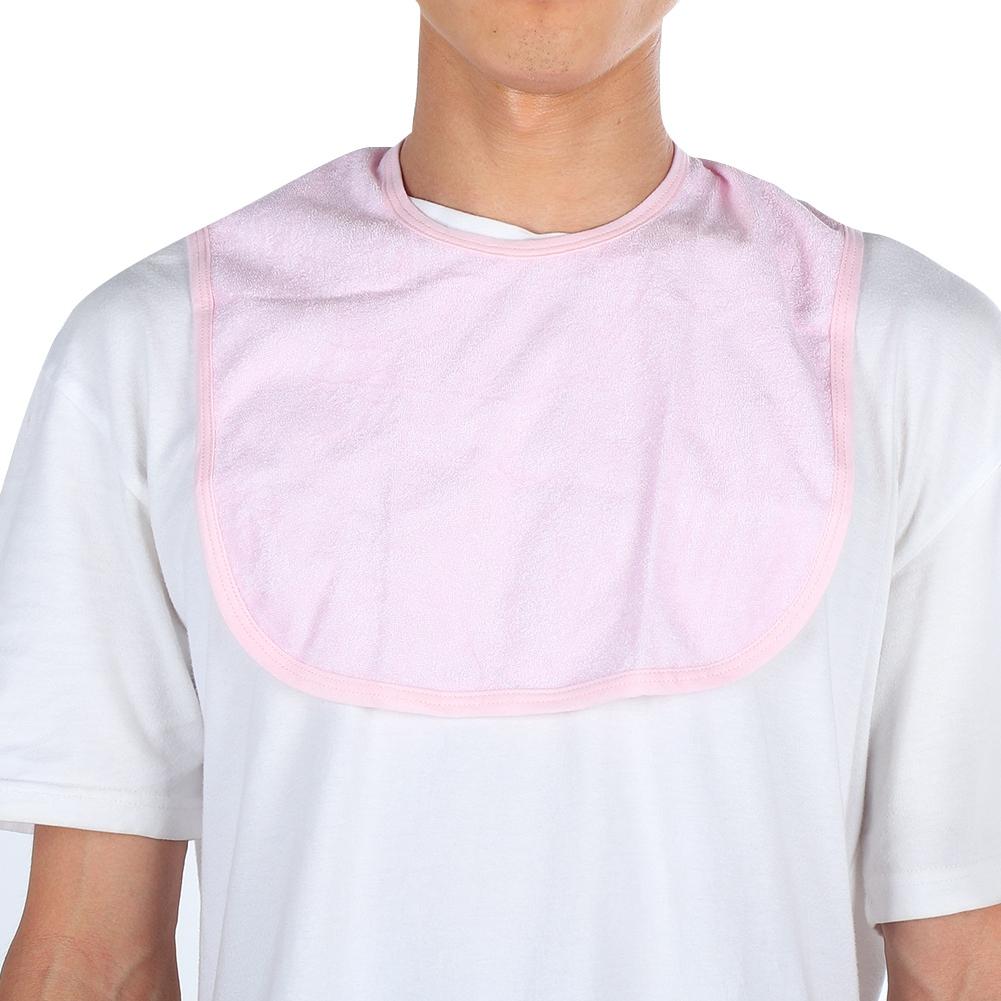 Elderly Waterproof Bib Adult Mealtime Saliva Towel Dining Apron Clothes Protector Light Pink S