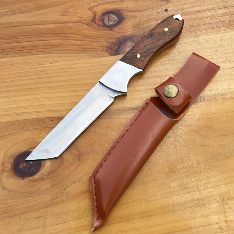 Outdoor Knife Hand - Premium Meat Eating Knife with Wooden Handle and Steel Blade | Ideal for Grilled Meat, Meat Cutting