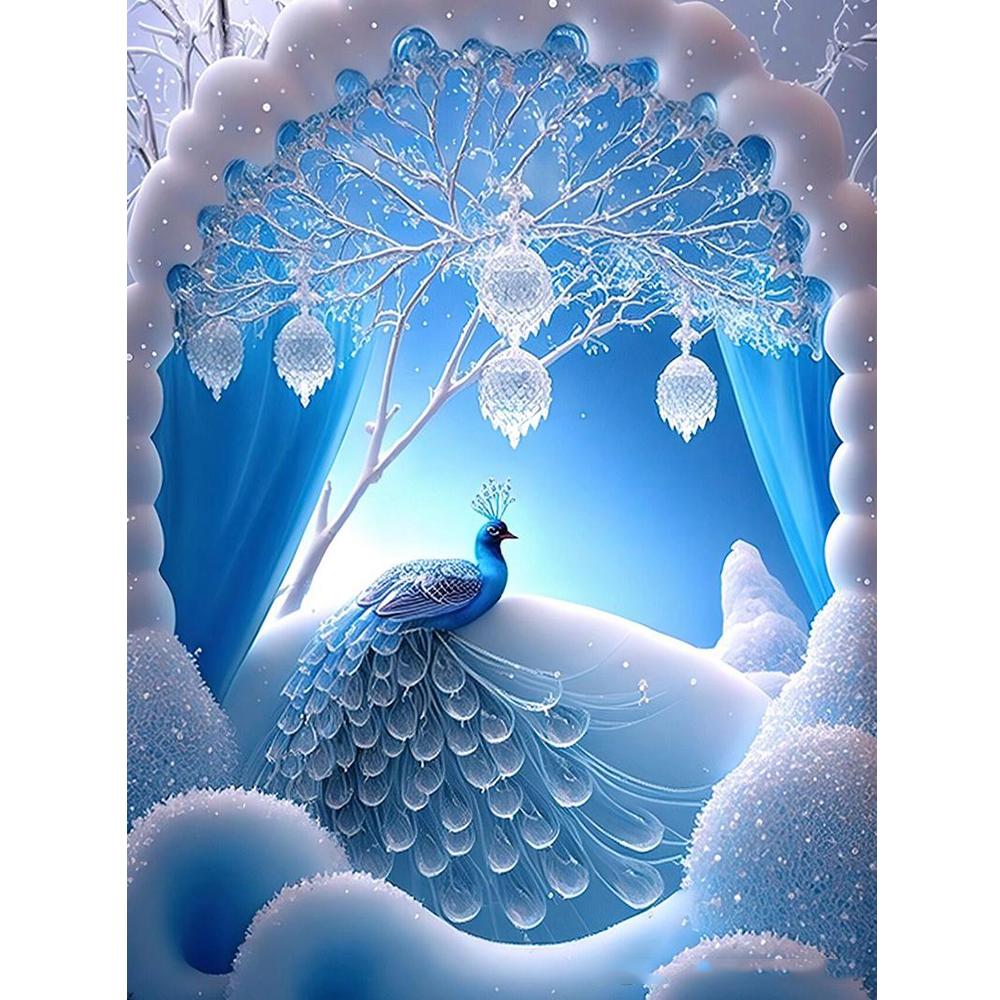 New Collection 2024 Dream Blue Peacock Diamond Painting Mosaic Cross Stitch Embroidery Animals Pictures Home Decoration J3961