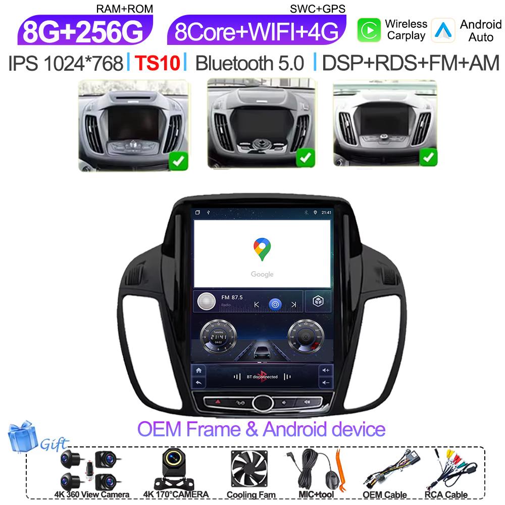 pdzh2 9.7 inch Car Android Auto For Ford KUGA C-max Escape 2013 - 2015 Multimedia Player Stereo GPS Navigation Head Unit Touch Screen