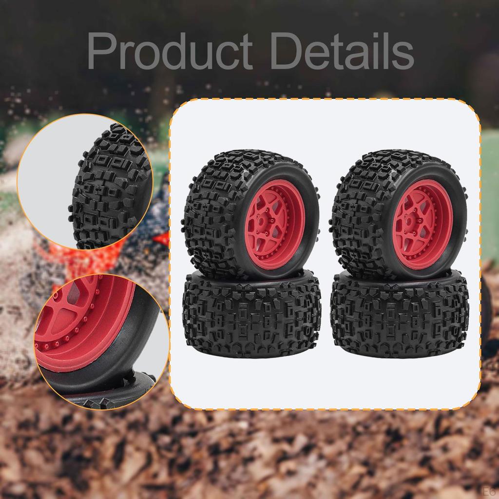 4 Pieces 1/18 RC Car Wheels and Tires Accessories Sturdy High Parts Replacement Part for