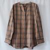 Export Daily Order Tail Goods V Neck Long Sleeves Gingham Shirt Women's Loose Leisure All-Matching Autumn New Literary Style