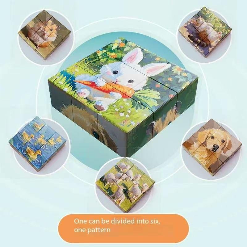 3D Магнитные Кубики-Пазлы для Детей - Мультяшные Динозавры Машинки Животные DIY Магнитные Строительные Блоки Игрушки для Детей Взрослый Игрушка