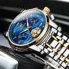 OLEVS Men's Stylish Chronograph Watch, Popular Brand for Business, Large, Easy-to-Read Analog, Waterproof Quartz Movement, Blue