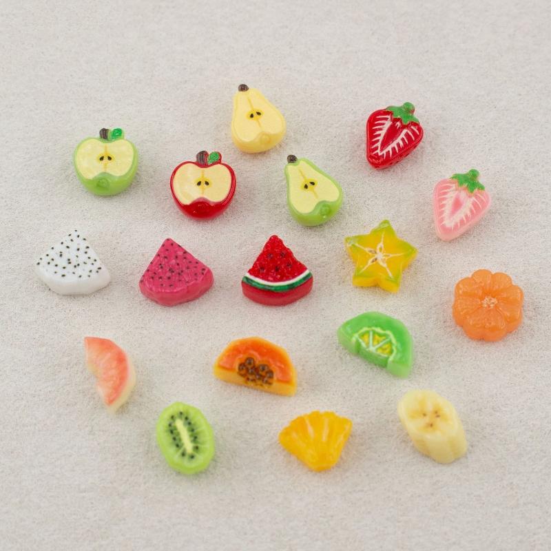 10Pcs Mini Artificial Fruit Slice Resin Charms With Realistic Look And Assorted Styles Perfect For Diy Craft Phone Case Decor
