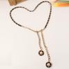 Sanyicai Women'S Waist Chain Metal Wear Leather Belt Dress Small Fragrant Wind Hanging Pearl Pendant Aluminum Chain With Jeans
