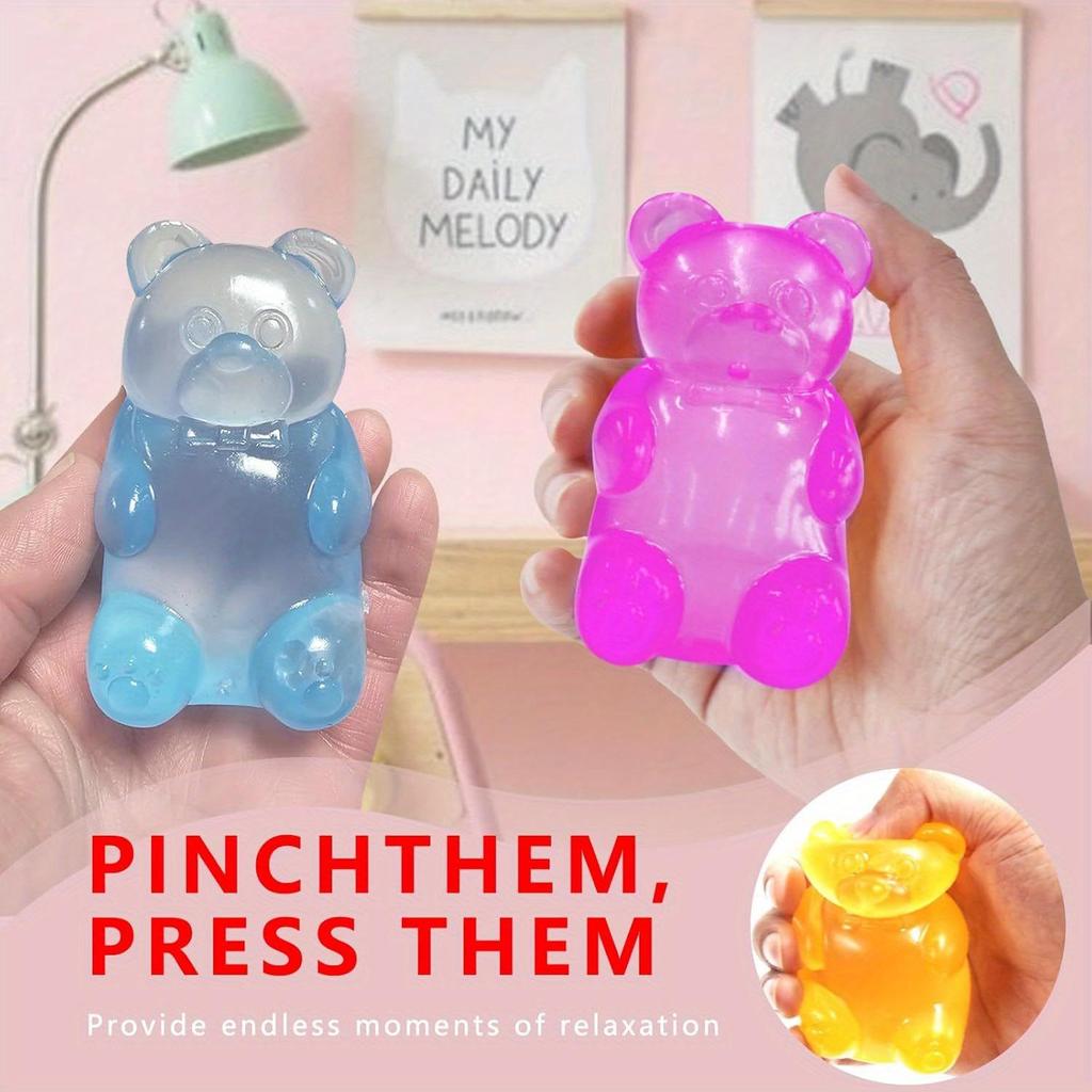 1pc Sugar Bead-Filled Squishy Bear Stress Ball – 3.5” Slow-Rebound Fidget Toy, Non-Toxic Gel, Sensory Stimulation, Classroom Prizes & Party Favors