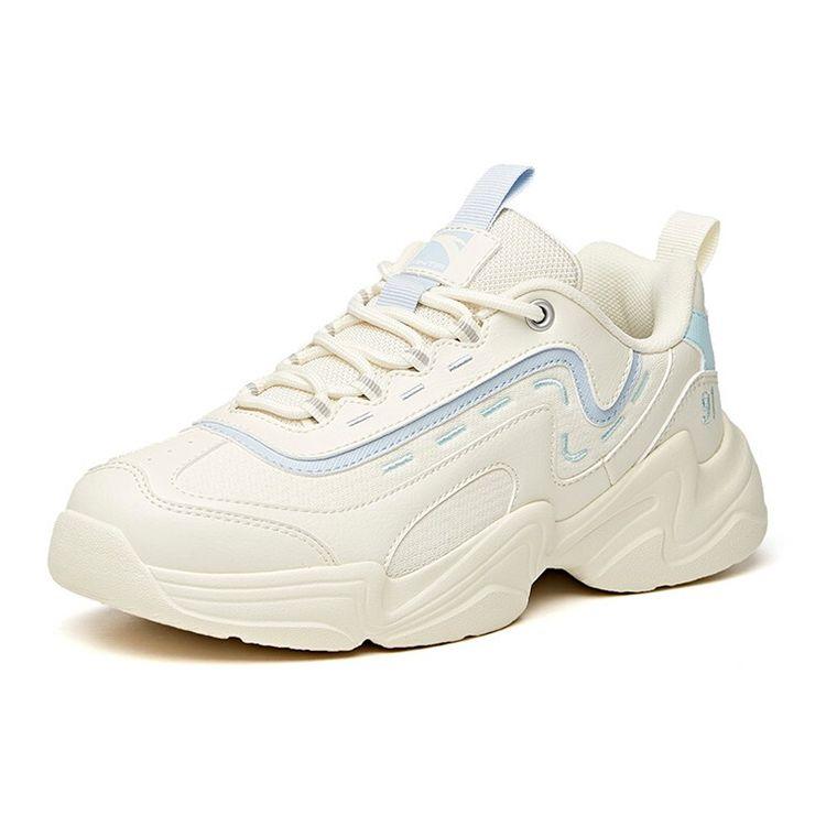 Anta Lifestyle Series Shock Absorbing Non-Slip Wear-Resistant Low-Top Dad Shoes Women Sneakers White Blue 92938862-12