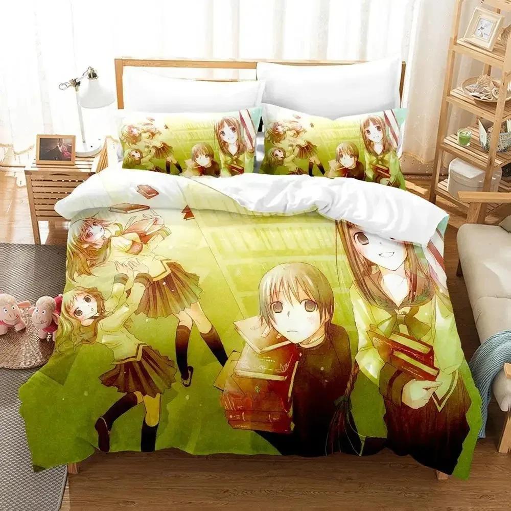 Neues Bungaku Shoujo Bettwäscheset Einzelbett Twin Full Queen King Size Bettset Erwachsene Kind Schlafzimmer Bettbezugsets Kawaii Bettlaken-Set