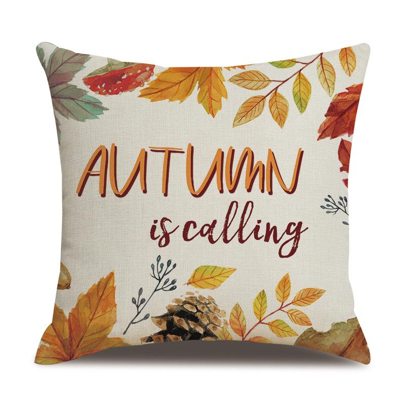 Thanksgiving Linen Pillow Case Autumn Pumpkin Print Supply Pillow Cushion Cover Premium Durable Quality Useful