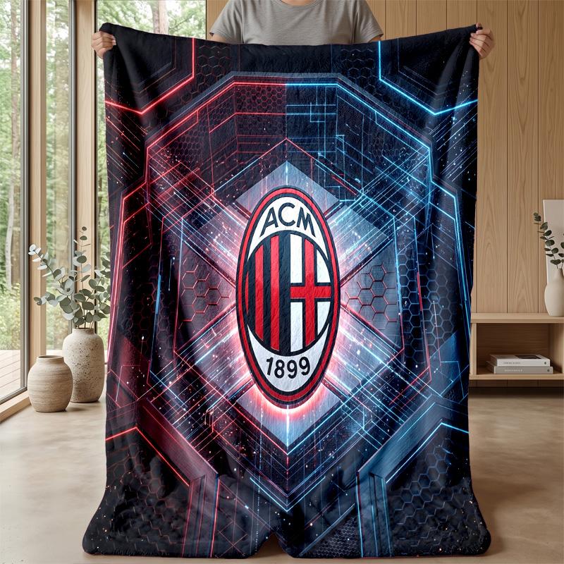 AC Milan Theme Blanket Soft Flannel Blanket Plush Throw Blanket Cozy Sofa Bed Blanket for Home Decor
