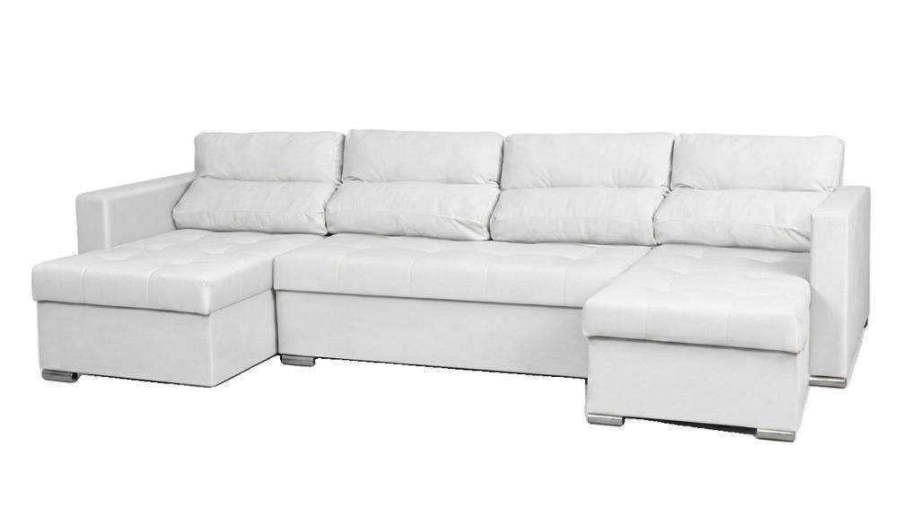 Großes U-Ecksofa Varius BIG mit Schlaffunktion, Kunstleder, 3 Bettkästen, moderne Chromfüße, Family Meble