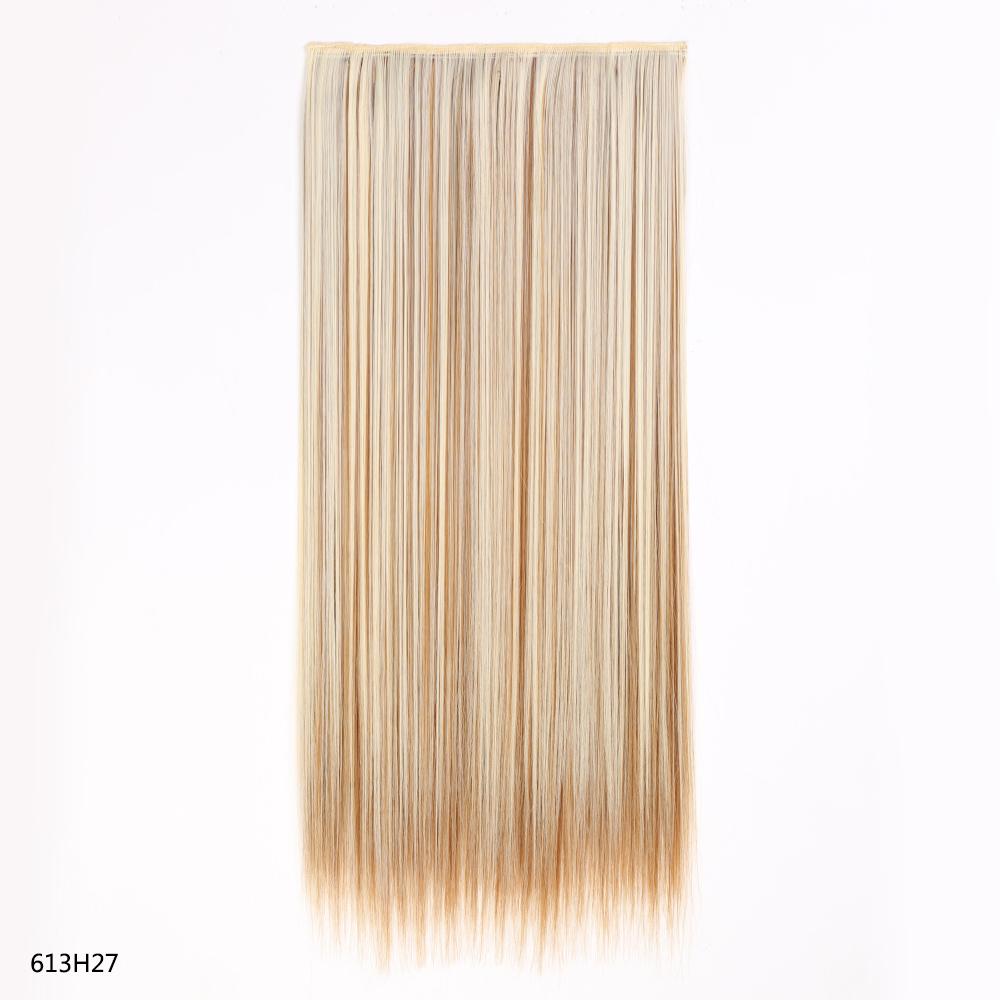 Synthetic Hair Extension Clip Ins One Piece With 5clips Long Straight Hair Brown Blonde Color For Women Daily Use