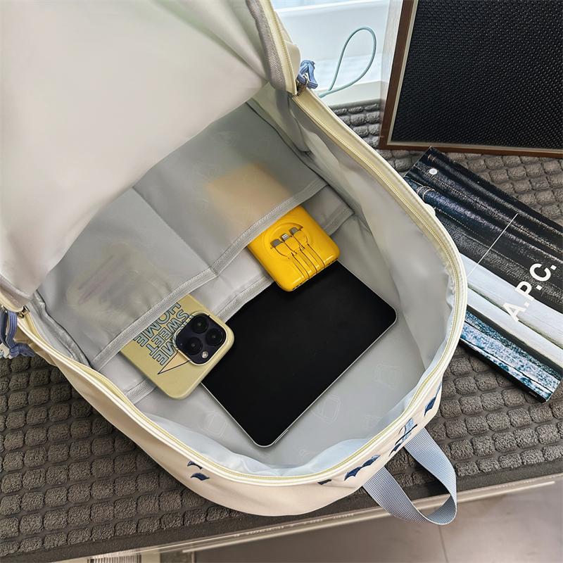 College-Stil Rucksack mit Buchstabenstickerei Leichte Schultasche Damen Rucksack mit großem Fassungsvermögen