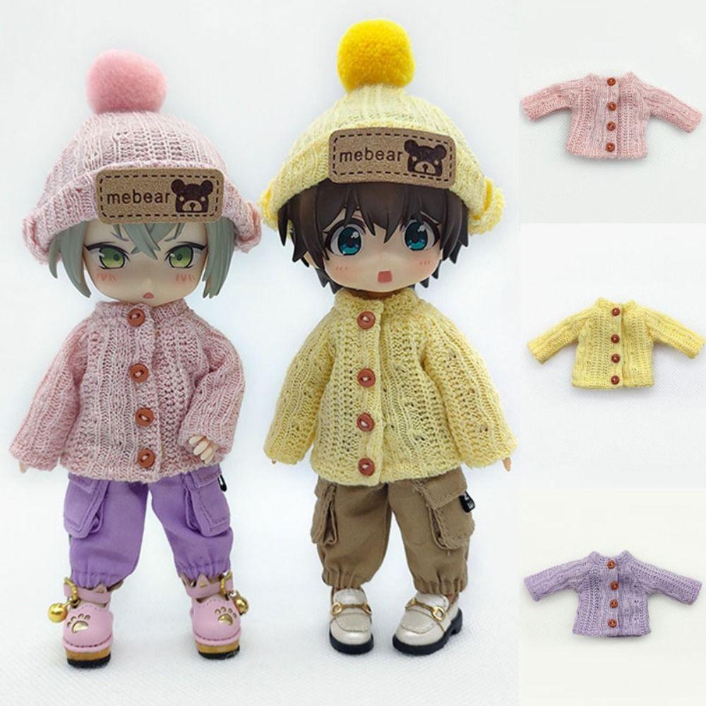 Handmade Doll Knitted Sweater Cardigans Multicolored Mini Casual Clothes Kids DIY Gift Toys for 1/11 1/12 Dolls For OB11 Dolls