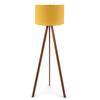 Pratik Ahşap Tripod Ayak Sarı Başlık Lambader Salon Yatak Odası Köşe Lambası