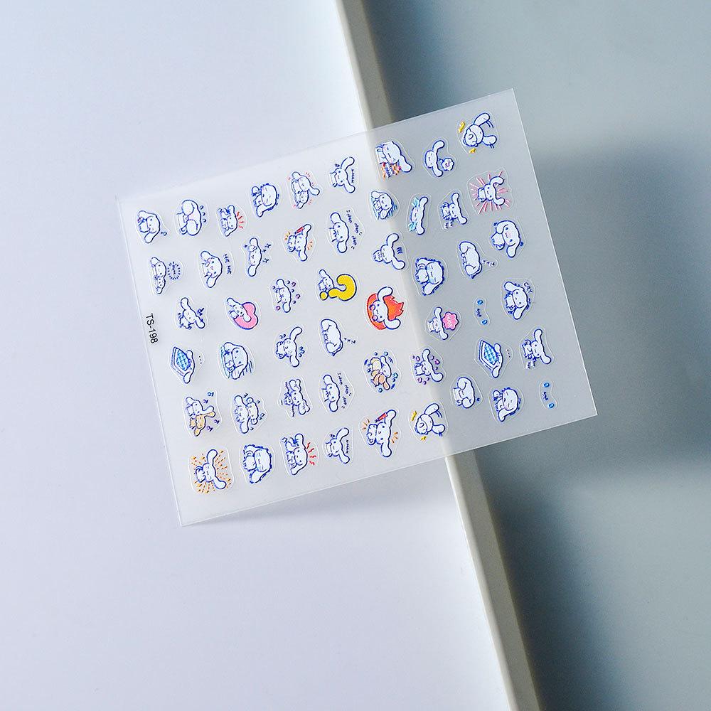 Cute Cartoon Dog 5D Nail Art Stickers - Waterproof, Long-lasting Adhesive Decals