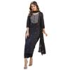 Kurta droit brodé pour femme Gosriki en mélange de rayonne avec pantalon et dupatta (Kasturi BlackGs Black XxxxxLarge)